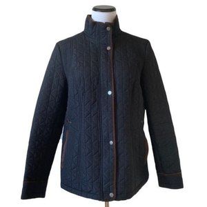 WEATHERPROOF Sz M Black Quilted Zip Button Jacket